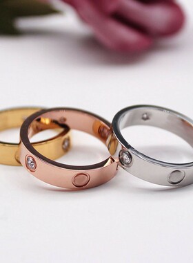 钛钢戒指女不掉色玫瑰金18K时尚
