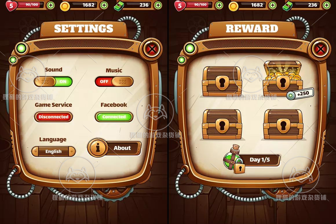 Unity Steampunk Game GUI Graphical User Interface 1.0 包更新 - 图1