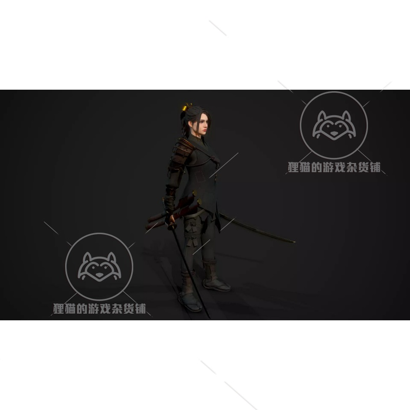 Unity ae:Kunoichi 1.0双刀美女角色模型(无动画)-图2