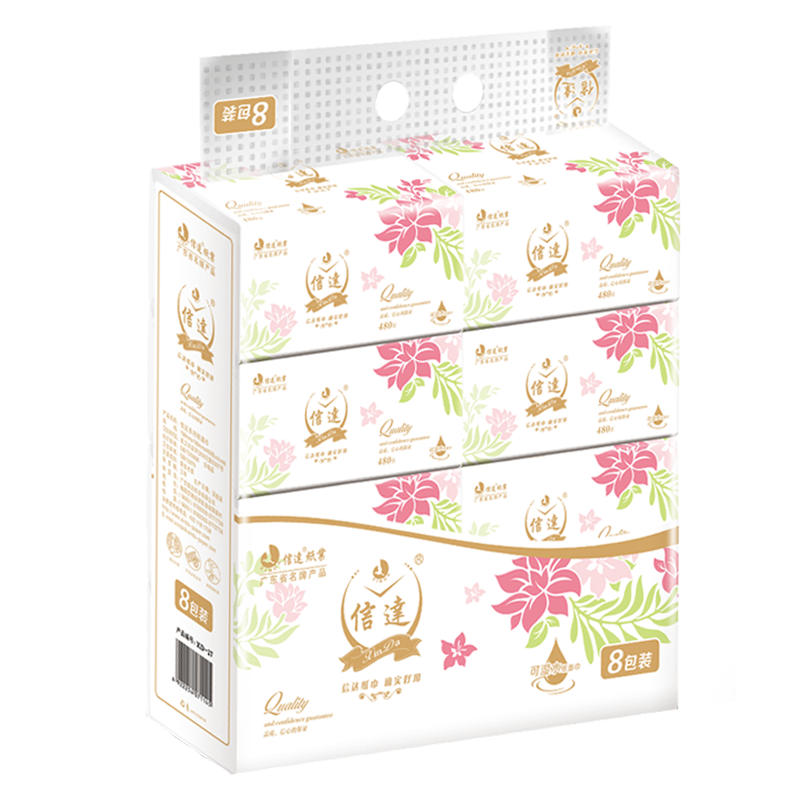信达柔软抽纸8包家用大包大号餐巾纸实惠装480张可湿水纸巾卫生纸 - 图3