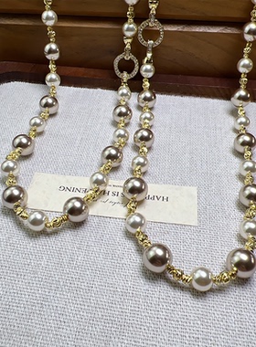 美拉迪轻奢仿珍珠项链女金色链条