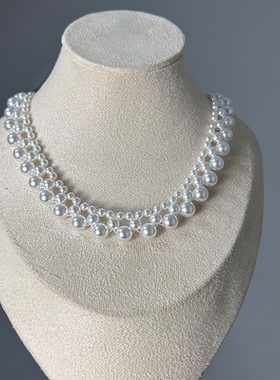 简约轻奢仿珍珠项链女多层锁骨链