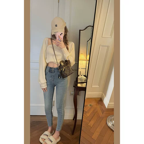 Коллекция NSS B в маленькие птичьи брюки!Гигант в маленьких штанах с ногами, высокая талия, тонкие джинсы с тонкими девятью.