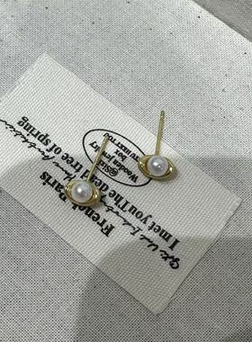 元宝耳钉天然淡水珍珠耳环2026新款爆款招财S925银小众高级感耳饰