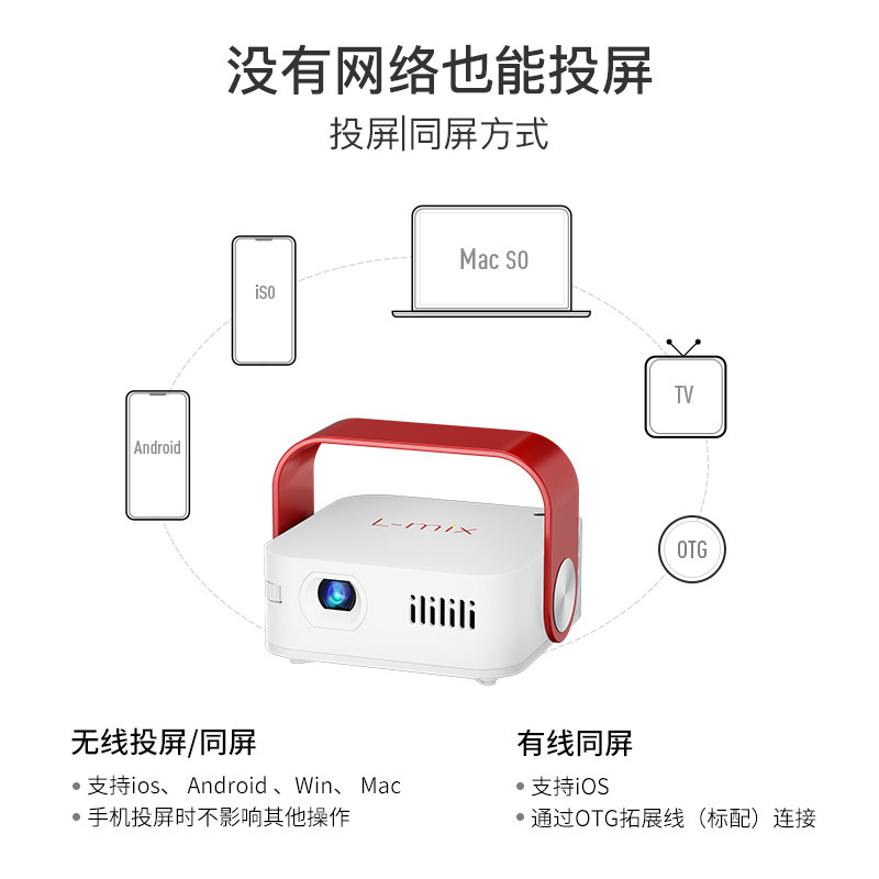 2023新款lmix小型智能可连投影仪 lmix投影机