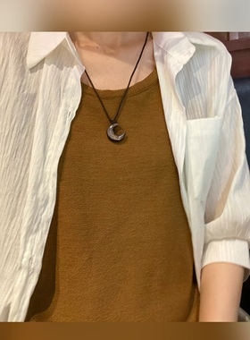 情侣款百搭小众月亮项链吊坠