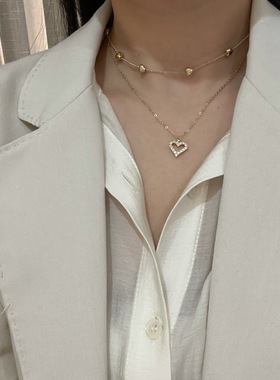 爱心锆石双层超仙甜美锁骨链