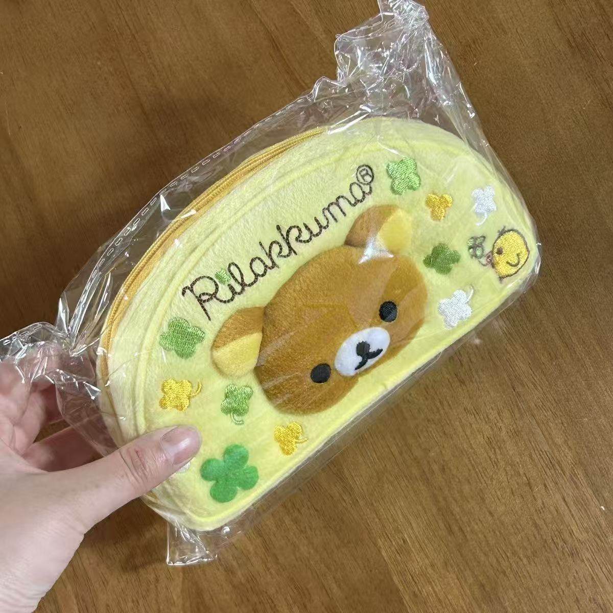 可爱日系san轻松熊四叶草印花笔袋卡通学生初中学习女文具收纳袋,淘宝优惠券,粉丝福利购,淘宝优惠卷