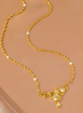 轻奢沙金花朵女款项链气质高级感