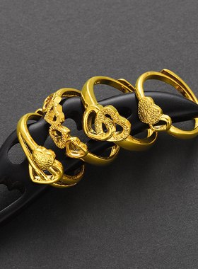 小众设计久不掉色镀黄金心形戒指