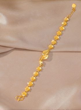 轻奢镀24K仿真黄金色沙金手链