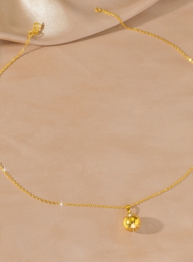 轻奢24k仿真黄金色光珠吊坠项链