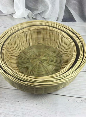 木槿家用馒头框篮子收纳竹编