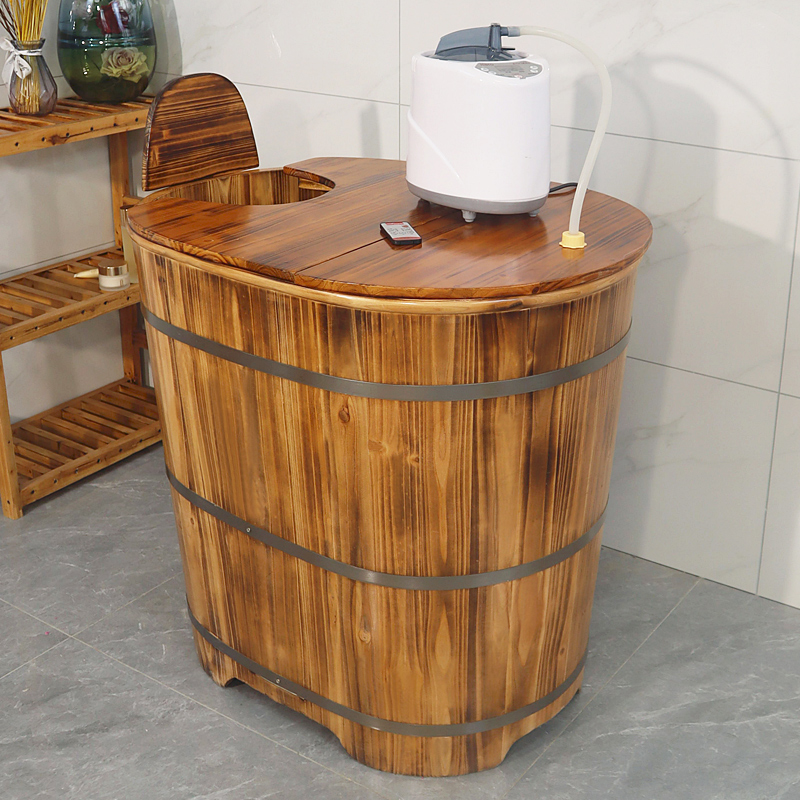 美容院加高不占地泡澡木桶浴桶浴缸加厚成人家用实木桶全身熏蒸桶 - 图3