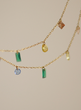 夏款梦幻甜美彩虹金色手链女生