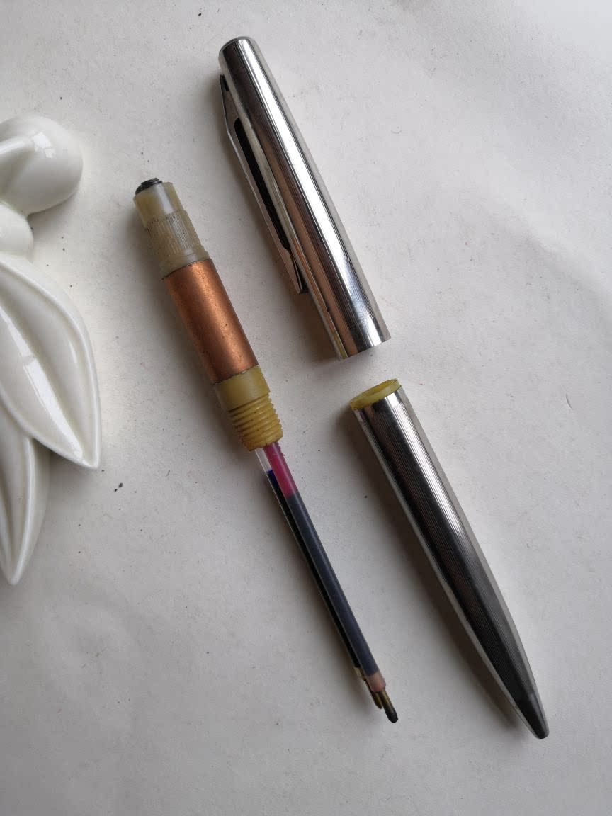 阅古斋芙蓉108正品双色圆珠笔库存怀旧文具学生练字笔满50包邮