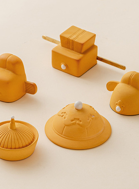 国潮官帽双狮礼盒紫砂小摆件定制