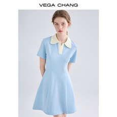 Женское платье vega chang高级感连衣裙女夏季小个子polo领英伦风显瘦通勤小黑裙