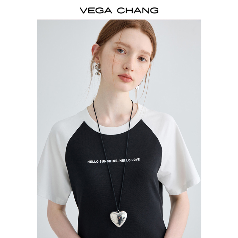 VEGA CHANG短袖t恤连衣裙女2024年夏新款高级感港味复古chic裙子-图2