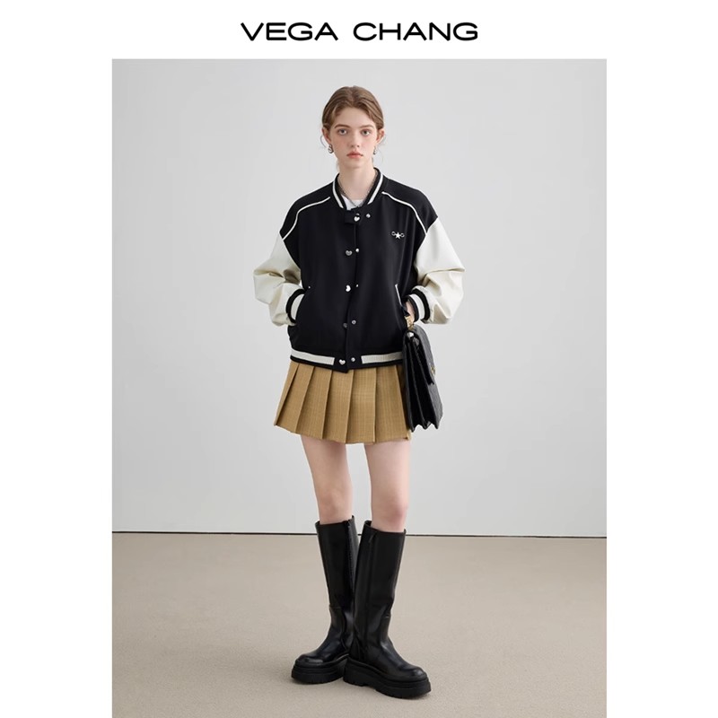 VEGA CHANG棒球服外套女2024春季新款设计感宽松显瘦美式夹克上衣-图0