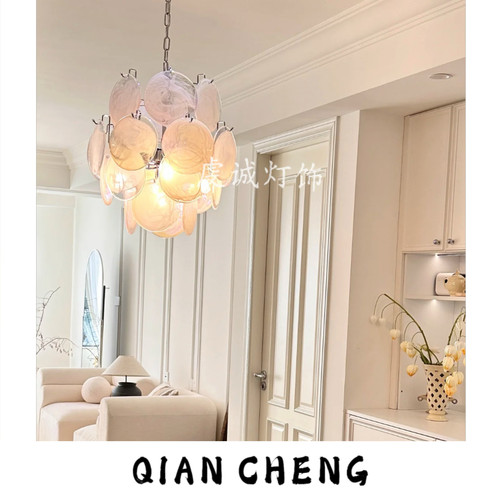 意大利murano中古风客厅卧室餐厅七彩法式复古穆拉诺手工玻璃吊灯 - 图3