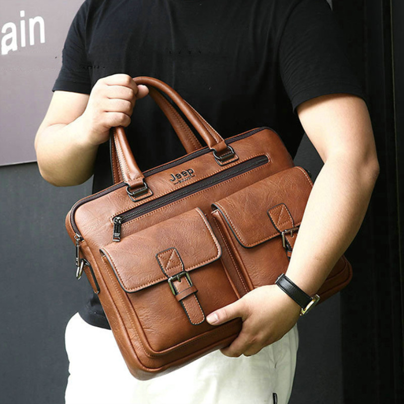 Men's Genuine Leather Briefcase Laptop Bag 男士公文包电脑包 - 图0