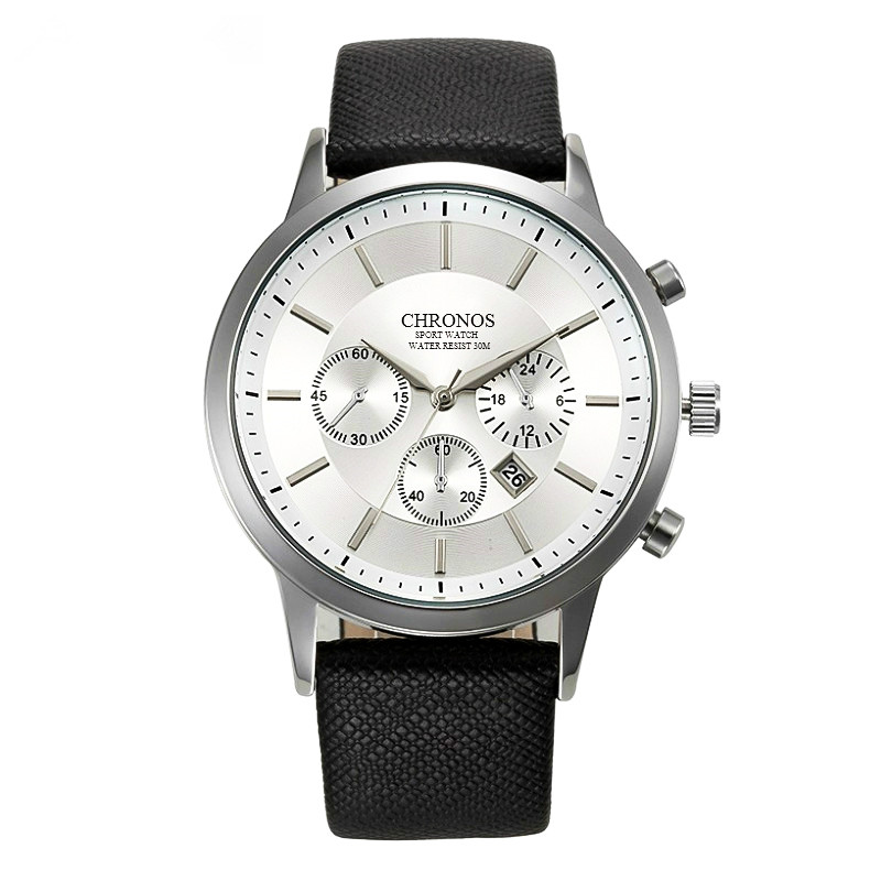 Men Quartz Leather Strap Sport Business Watch商务经典手表 - 图1