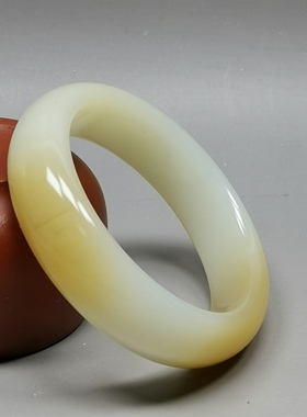 天然和田玉手镯60mm宽版宽条玉镯