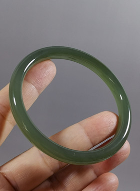 天然和田玉手镯60mm圈口窄条细条