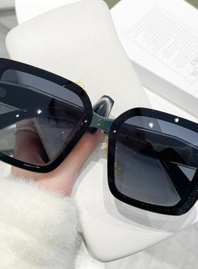 复古风切边大框墨镜显瘦高级感侧边闪粉欧美风太阳镜时尚街拍5505