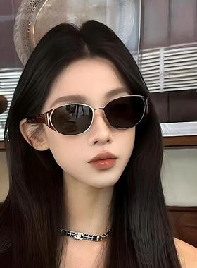 新款时尚椭圆港风潮太阳镜跨境inside小红书网红墨镜高级太阳眼镜