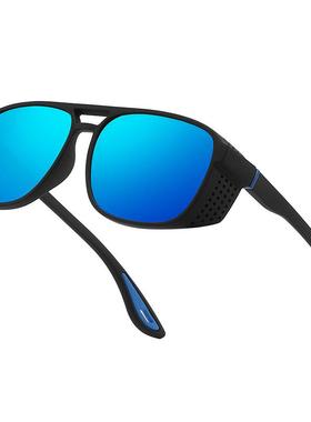 新款时尚潮流偏光太阳镜跨境双梁侧边镂空墨镜户外男女运动眼镜