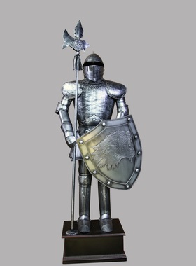 厂家直销仿古银色古罗马人物中世纪盔甲武士欧式铠甲骑士铁人雕塑