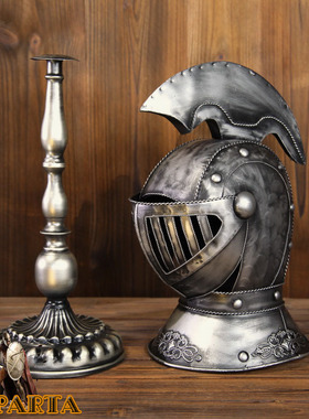 酒吧铁艺欧式仿古风金属武士头盔