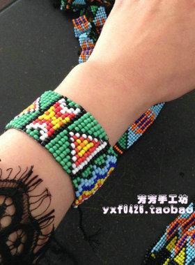 尼泊尔新款现货民族蓝女加宽彩珠