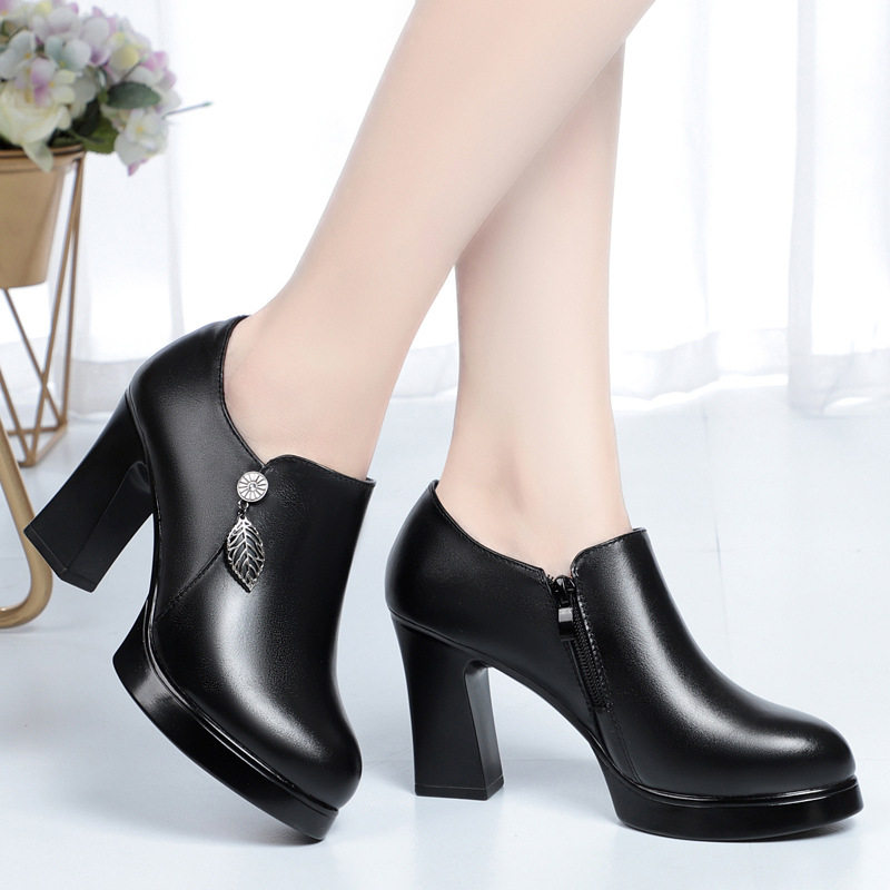 旗袍走秀鞋女高跟鞋不累脚厚底中年女士皮鞋妈妈深口单鞋真皮女鞋,淘宝优惠券,粉丝福利购,淘宝优惠卷