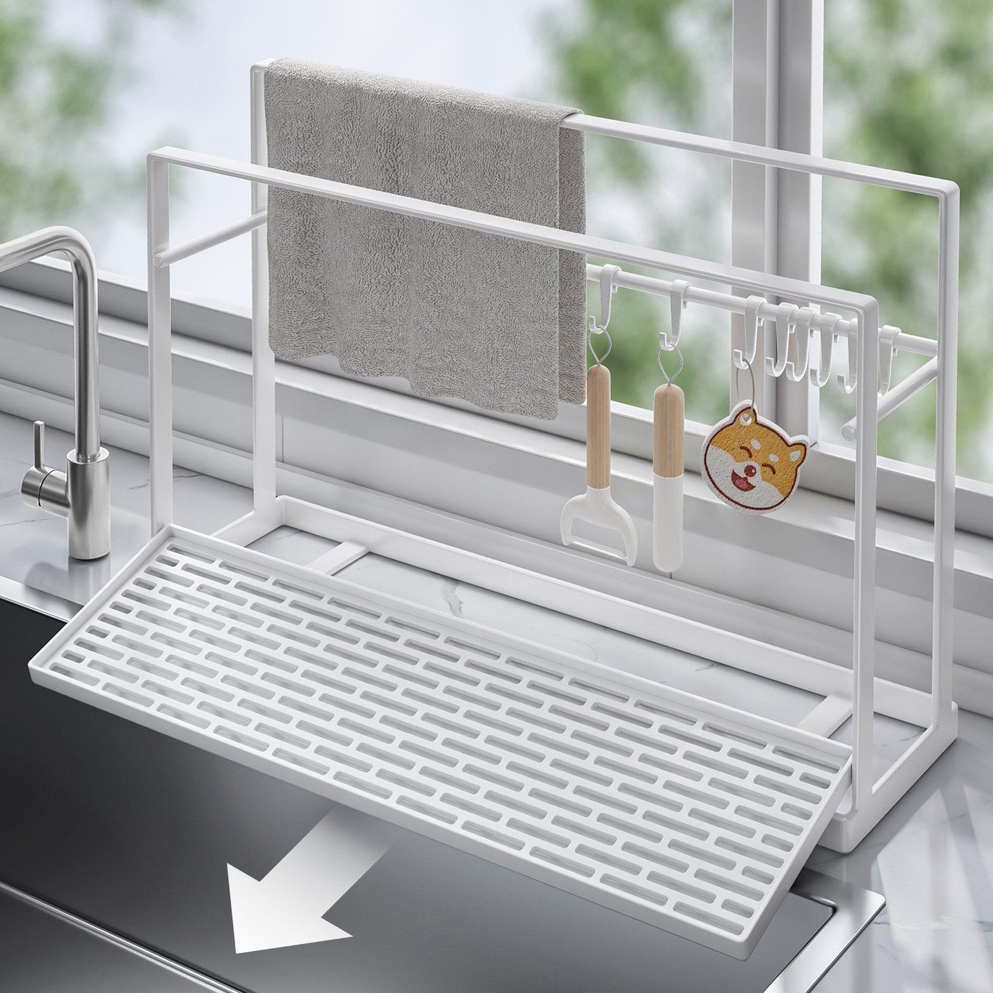 圣西陶厨房抹布沥水架水槽置物架洗碗布海绵收纳架水池抹布收纳架,淘宝优惠券,粉丝福利购,淘宝优惠卷