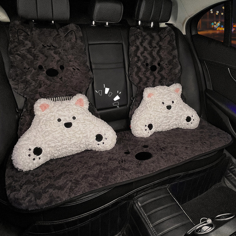 冬季汽车坐垫加厚毛绒保暖2025新款卡通可爱西高地车载座椅套垫女,淘宝优惠券,粉丝福利购,淘宝优惠卷
