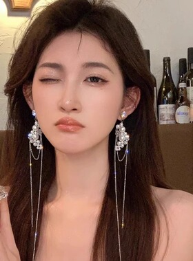 珍珠耳饰女流苏耳环长款轻奢气质