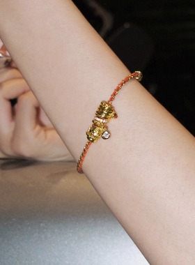 编织红手绳铜钱手链女轻奢小众