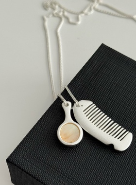 SAMPAN复古银色梳子挂脖毛衣链
