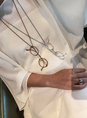 SAMPAN时髦精B入复古铜镀古金古银可调节眼镜造型长项链毛衣链