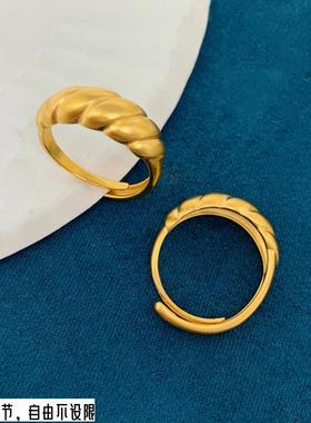 男女越南沙金牛角包戒指不掉色