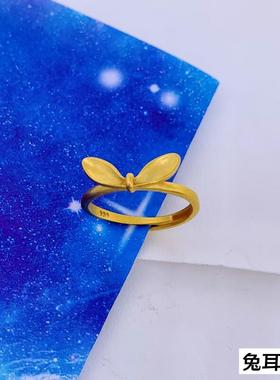 黄铜镀金兔耳朵时尚戒指不掉色