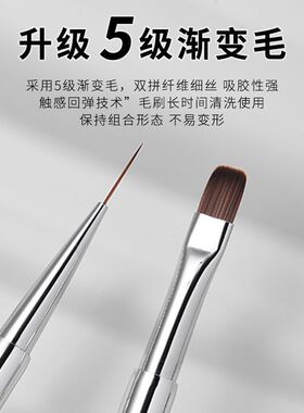 金属双头带盖美甲笔刷套装建构长圆头光疗笔彩绘拉线方圆笔美甲店