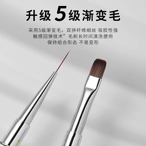 金属双头带盖美甲笔刷套装建构长圆头光疗笔彩绘拉线方圆笔美甲店 - 图1