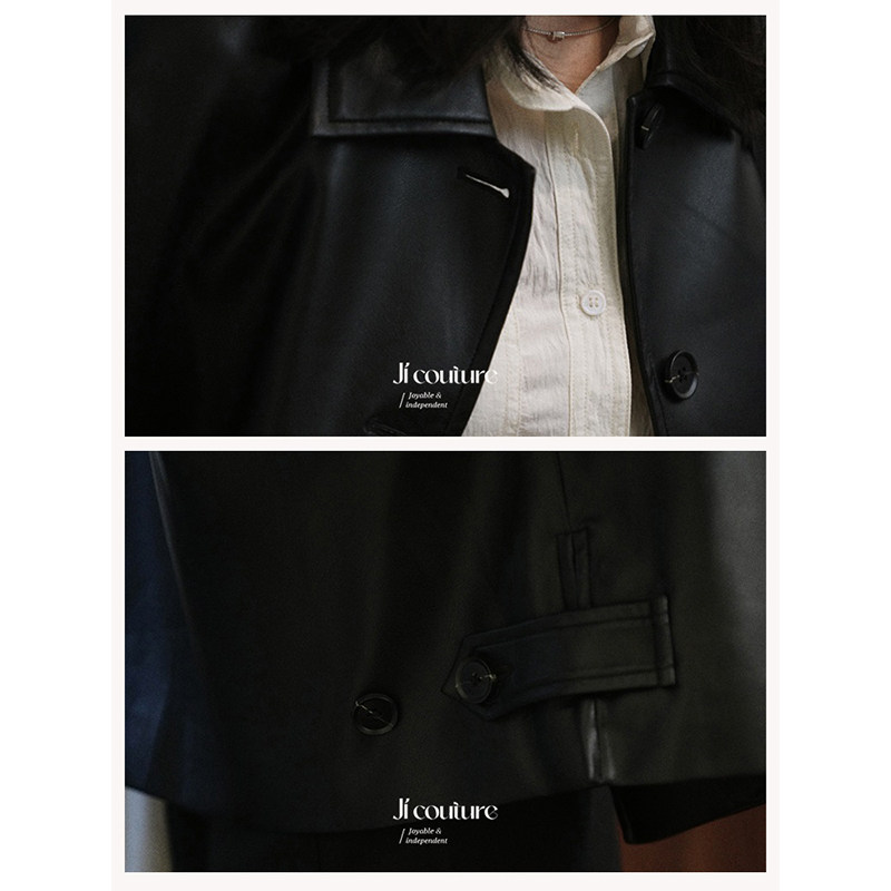 jicouture“摩登年代”法式短款皮衣秋季新款高级复古休闲外套女,淘宝优惠券,粉丝福利购,淘宝优惠卷