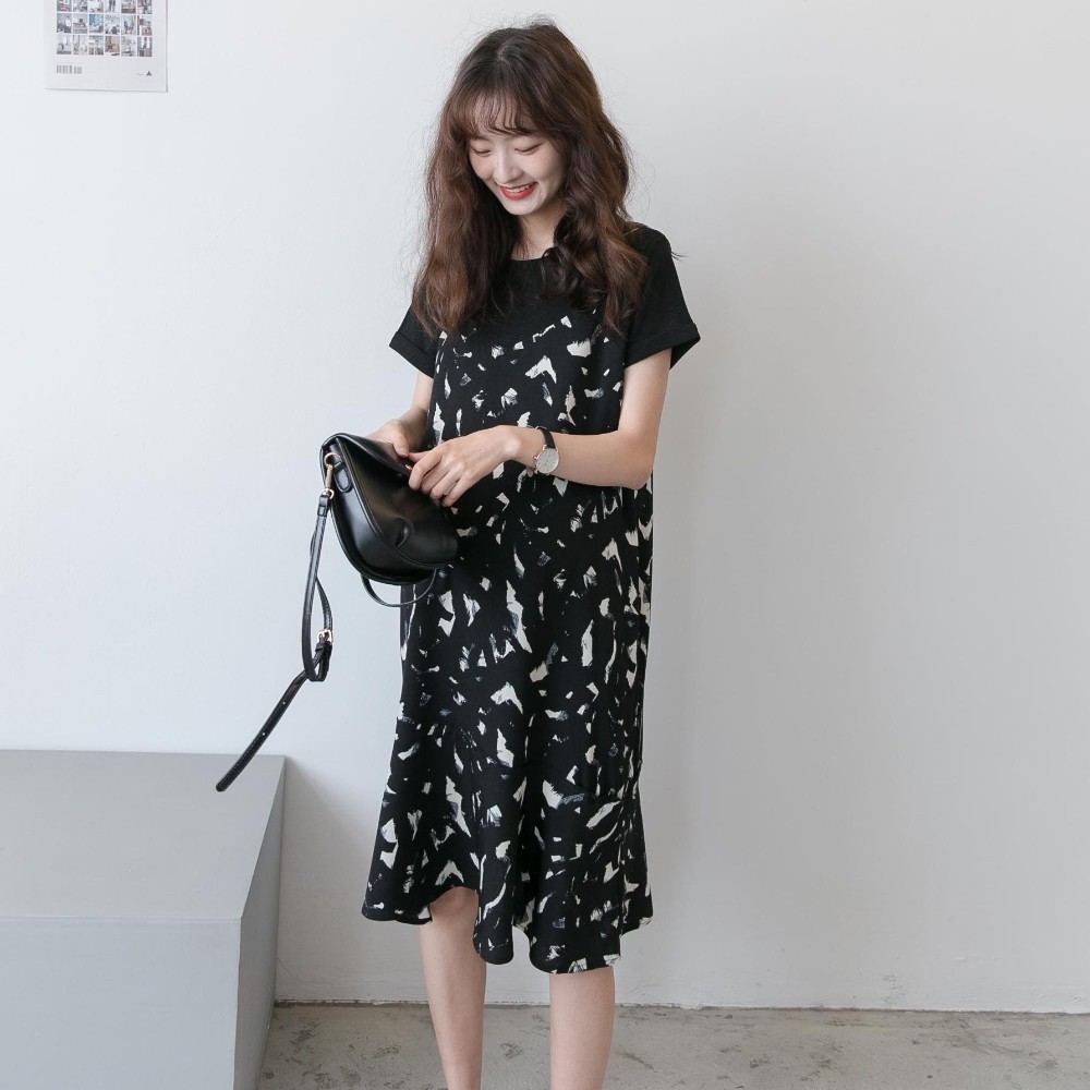 孕妇夏装新款气质花色潮妈连衣裙 诺初宠爱连衣裙