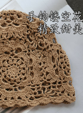 春夏优雅甜美手工钩花透气包头帽