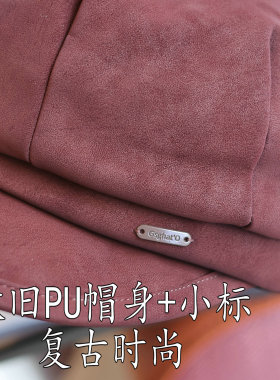 小众复古做旧PU捏褶八角报童帽秋